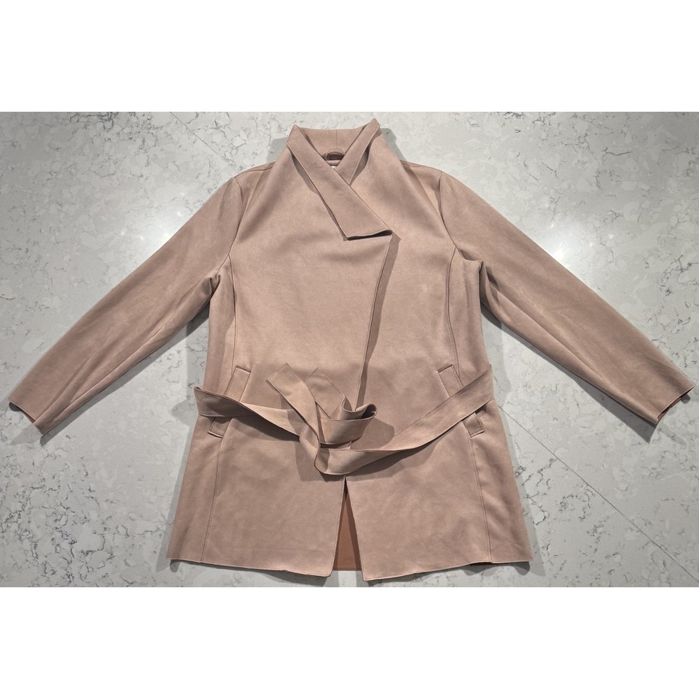 Haute Monde Los Angeles Draped Jacket Womens XL Mauve Pink Faux Suede Open Front